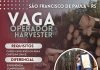 VAGA PARA OPERADOR DE HARVESTER – SÃO FRANCISCO DE PAULA – RS panfleto digital de informações sobre a vaga de operação de harvester, informações que estão no post em forma de texto