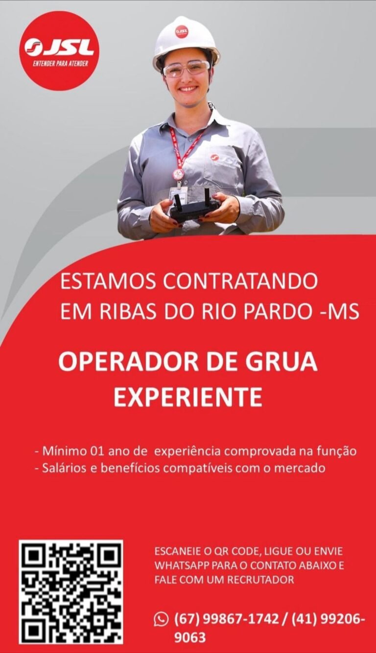 JSL Contrata Operador de Grua Florestal