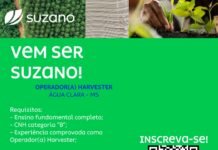 Suzano abre vagas para Operador de Harvester