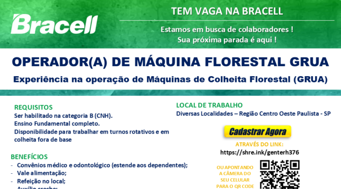 Bracell Contrata Operador de Grua