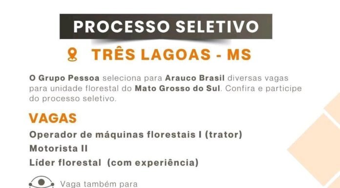Processo Seletivo Arauco – Operador de máquinas florestais I – Motorista II e Líder Florestal