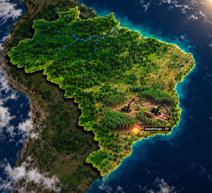 Mapa Cinematográfico do Brasil com Itapetininga Destaque
